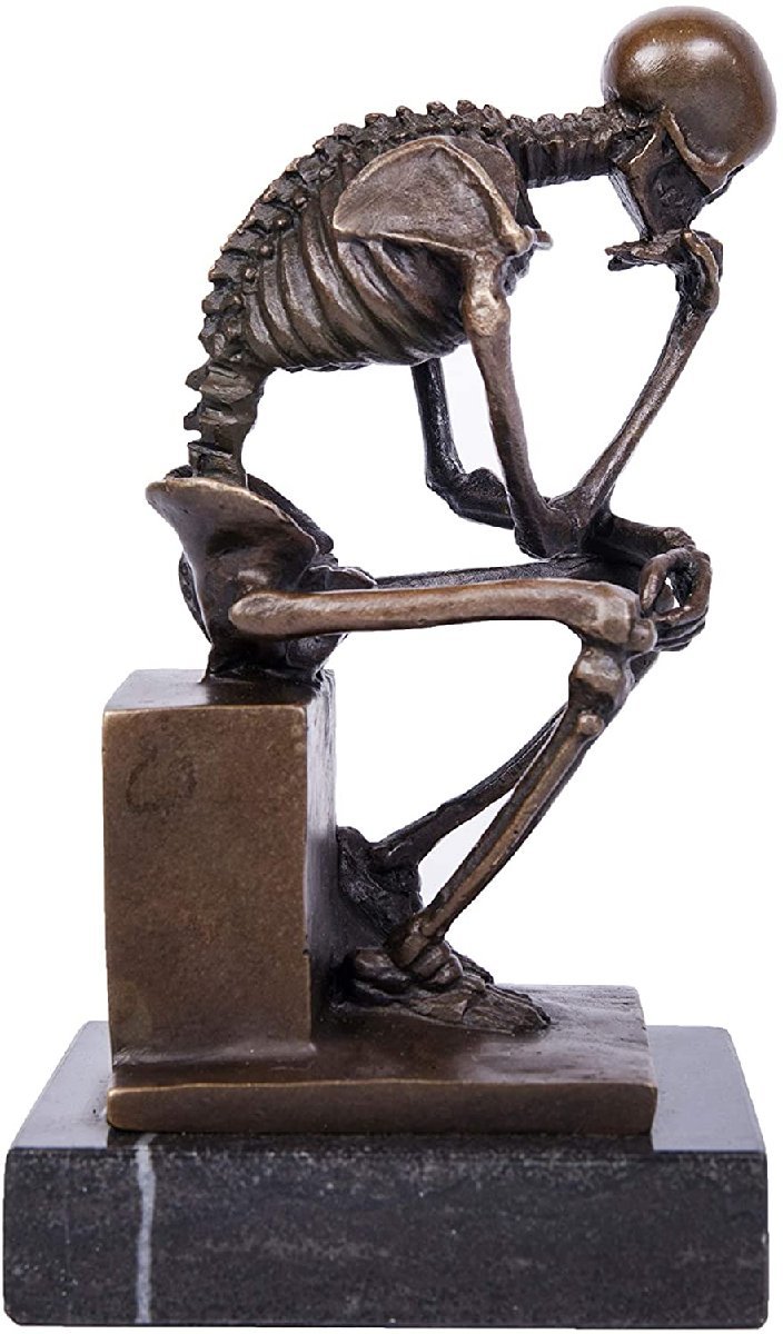 純ブロンズ製 スケルトン シンカー 考える骸骨ブロンズ像 彫像 ホーム装飾彫刻 手工芸品 贈り物(輸入品_画像1