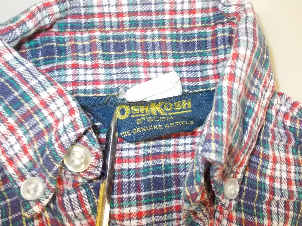 e444*OSH KOSH B\'GOSH flannel shirt * size 3T BABY KIDS baby Oshkosh bigoshu button down long sleeve shirt USA made ......5C