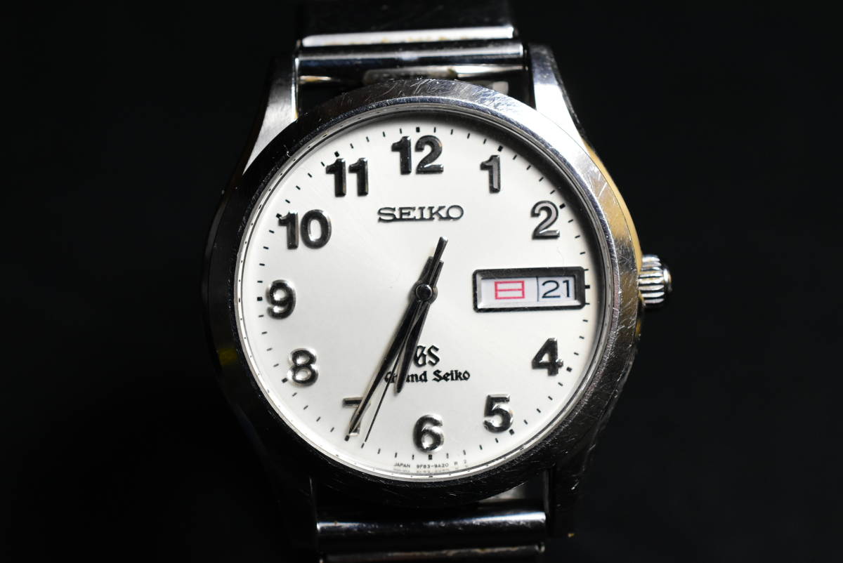 301『動作確認済 SEIKO/セイコー グランドセイコー デイデイト シルバー文字盤 アラビアインデックス 9F83-9A30 QZ メンズ腕時計』