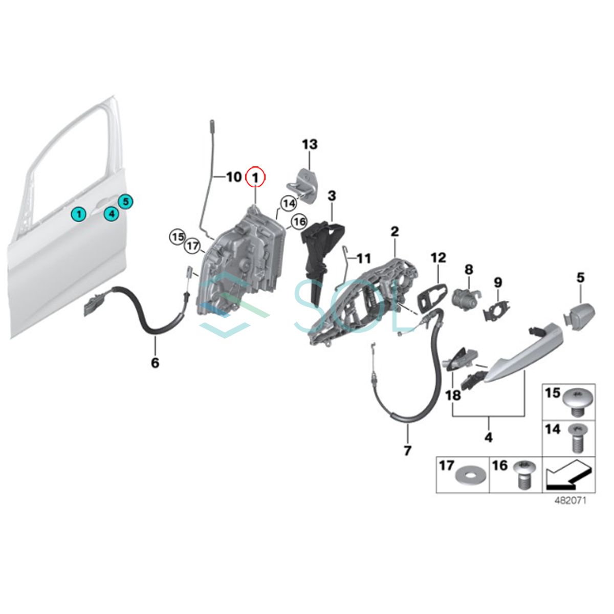 BMW MINI F54 F55 F56 F57 フロント ドアロックアクチュエーター 右側 ワン クーパー クーパーD クーパーS クーパーSD JCW 51217281938_画像6