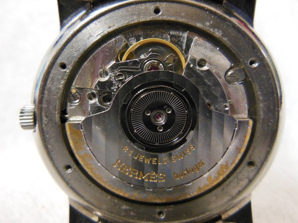 稼働中・スイス製・美品・エルメス クリッパーメンズ自動巻き時計・OH済み・HERMES horloger の画像4
