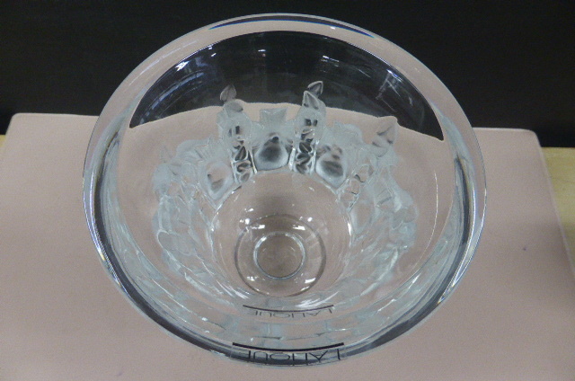 ★未使用保管品★　ラリック クリスタル　LALIQUE　クリスタルガラス　ダンピエール　 DAMPIERRE フラワーベース 花瓶 花器　小鳥　12.5cm _画像4