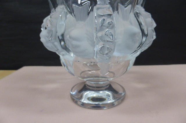 ★未使用保管品★　ラリック クリスタル　LALIQUE　クリスタルガラス　ダンピエール　 DAMPIERRE フラワーベース 花瓶 花器　小鳥　12.5cm _画像10