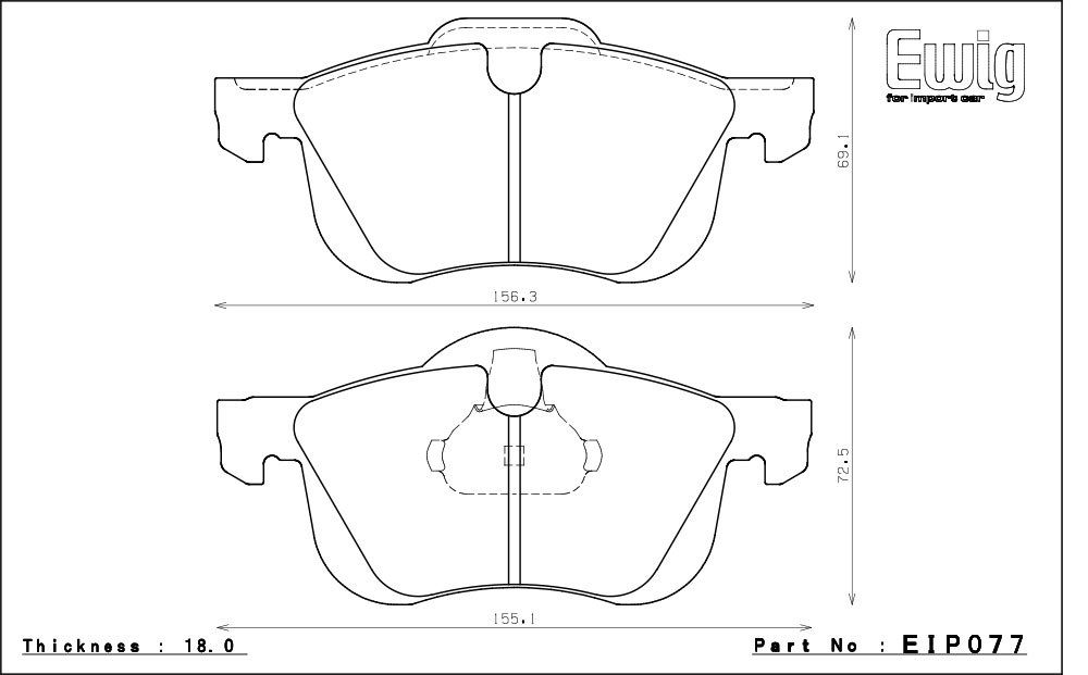 エンドレス ブレーキパッド Ewig CC35 type-E(N84M) フロント ボルボ V70 2.3 T-5 SB5234W 00/4～_画像2