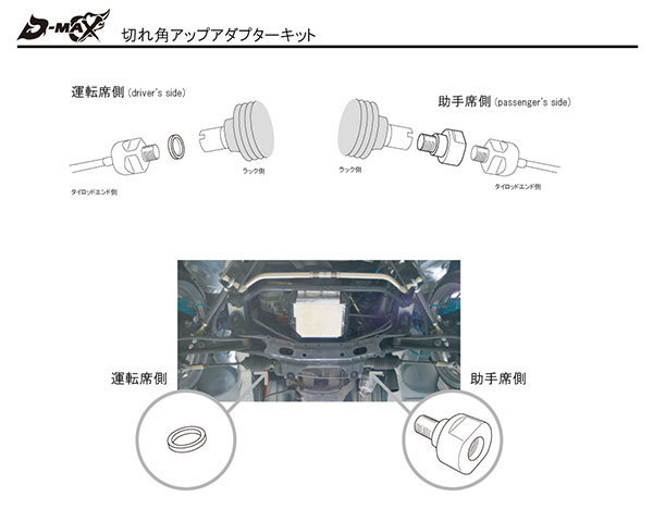 D-MAX D1スペック 切れ角UPアダプターキット スカイライン R32 H1.5～ 2WD_画像3