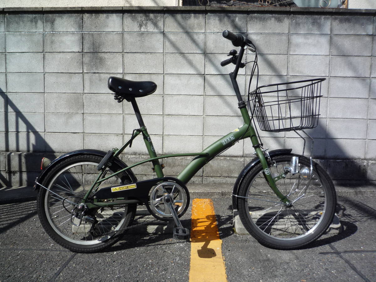 大阪引取可 小径車 20インチ 変速6段 ZEEK コンパクト自転車 外装6段 モスグリーン ミリタリーグリーン 緑の画像2