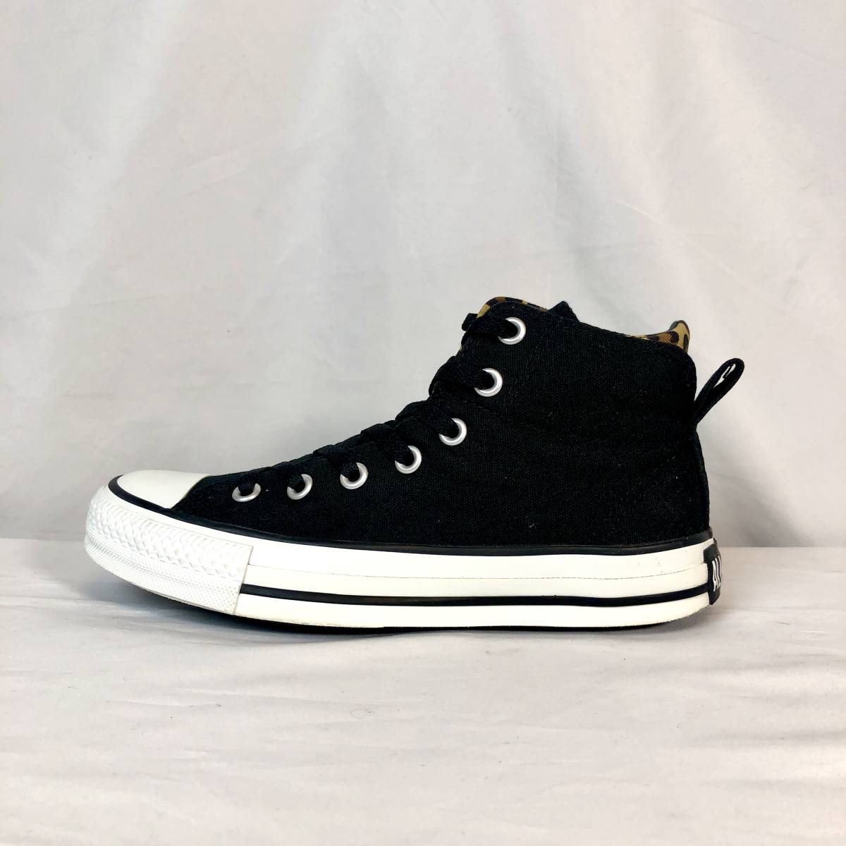 ★CONVERSE★24.0㎝ ハイカットスニーカー コンバース オールスター レディース レオパード柄 ブラック 黒 7ホールシューズ S442