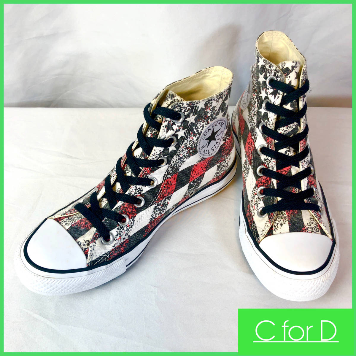 ★CONVERSE★USA 24.5cm ハイカットスニーカー コンバース オールスター レディース Chuck Taylor ブラック７ホールシューズ S369