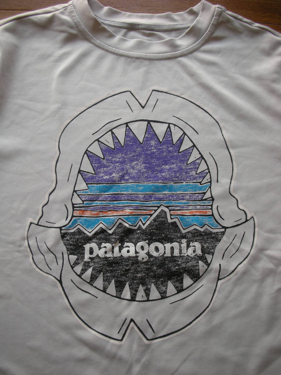 i336 [ новый товар ]patagonia Patagonia футболка короткий рукав футболка принт футболка светло-серый уличный Kids детский KIDS S 130cm