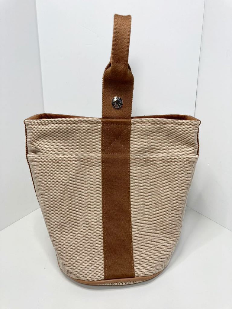 HERMES エルメス サクソーPM ハンドバッグ トワルアッシュ ブラウン