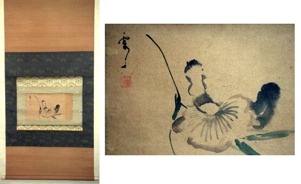 ♥日本画 古画 掛軸 【 霞舟 】 掛け軸 骨董 古玩 ♥日本画 古画 掛軸 【 霞舟 】 掛け軸 骨董 古玩 お買い得