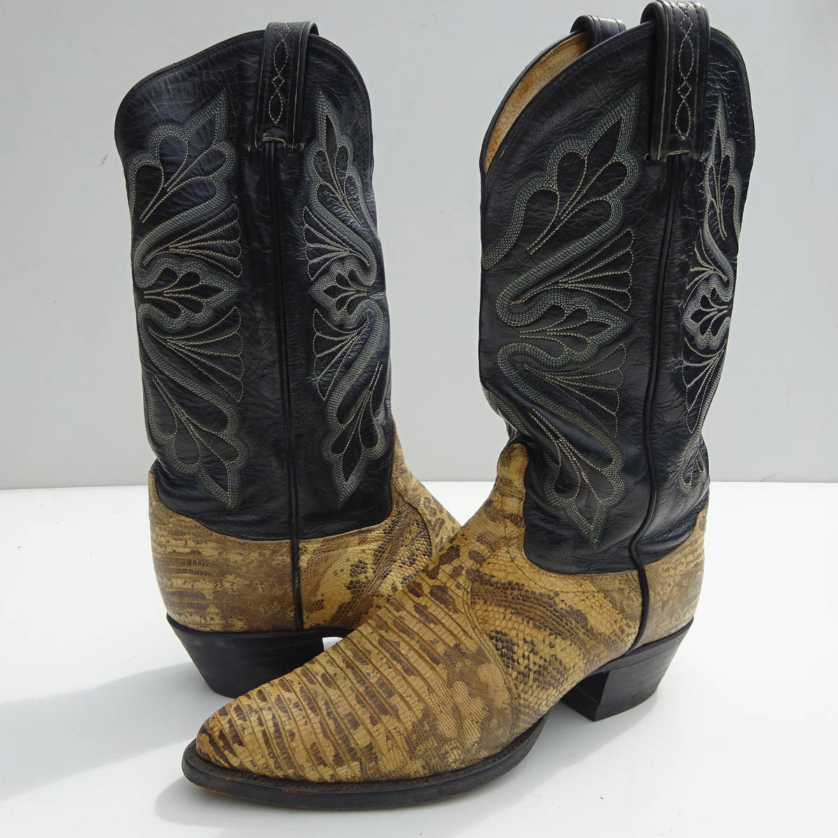 Tony Lama Tony Lama lizard leather Lizard . Sune -k western boots USA made 8E 25.5. corresponding original leather kau Boy Vintage reptiles 