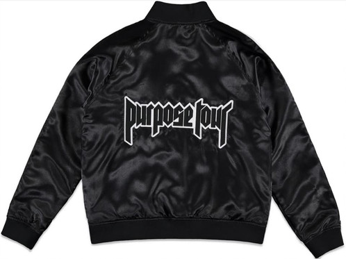 YGG★新品 本物 FOREVER21 フォーエバー21 Purpose Tour サテン ボンバージャケット 黒 ジャスティン・ビーバー M レディース ブルゾン