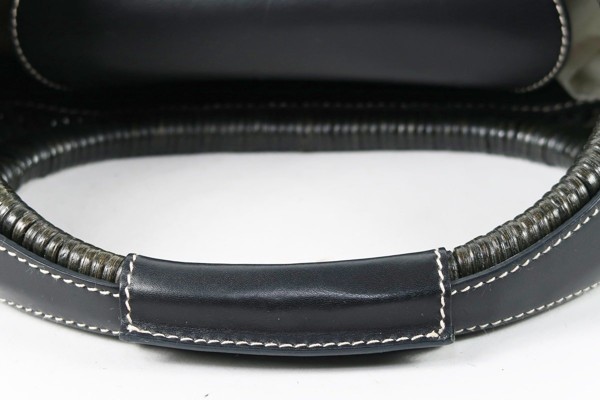 美品】Ferragamo フェラガモ 籠バッグ ストロー ブラック系 ブランド鞄