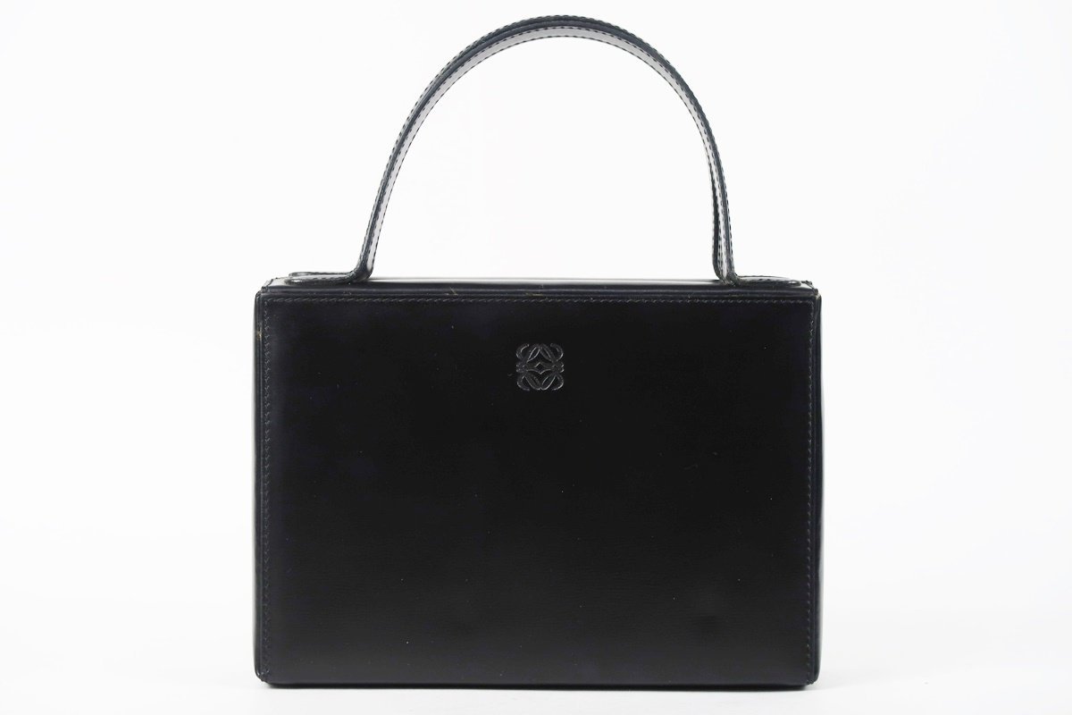 超美品】LOEWE ロエベ ハンドバッグ アナグラム レザー ブラック