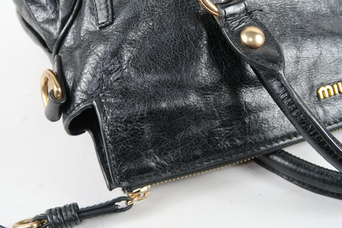 美品】miu miu ミュウミュウ 2WAYショルダー ハンドバッグ ブラック