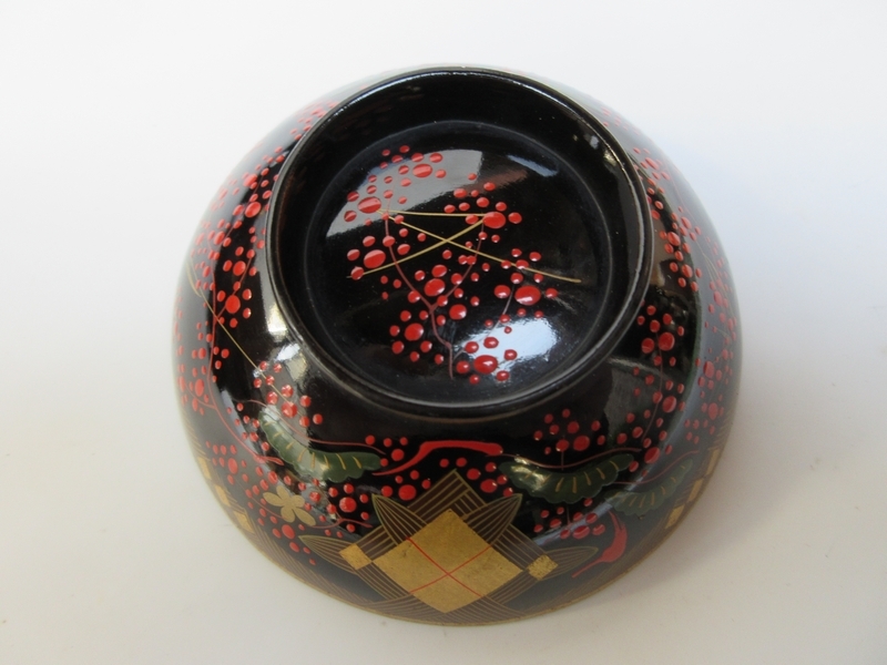 2024高い素材  椀 時代 □ □ 10客 小吸物椀 [松竹梅] 蒔絵椀 会津絵 秀衡塗 椀