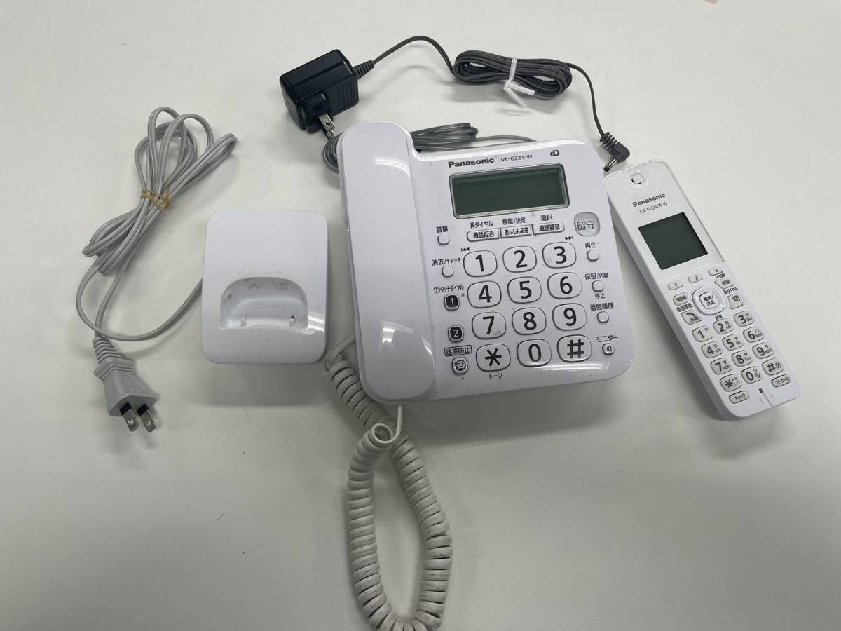 【中古】 Panasonic パナソニック 固定電話機 VE-GZ21-W 子機1台付き 動作品の画像1