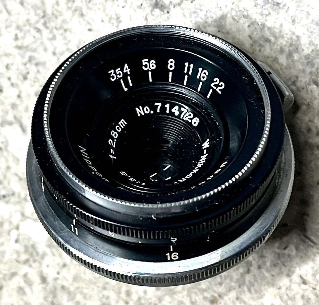 きます Nikon W-NIKKOR 2.8cm F3.5 Sマウントレンズ 完動品 ニコン