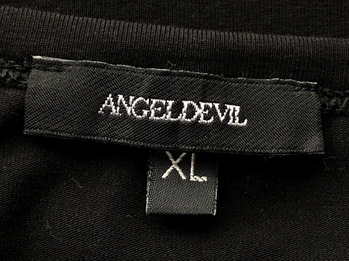 美品 エンジェルデビル イタリア製 カットソー 長袖Tシャツ デカロゴ　　スパンコール ビッグロゴ ANGELDEVIL MADE IN ITALY 玉7123_画像3