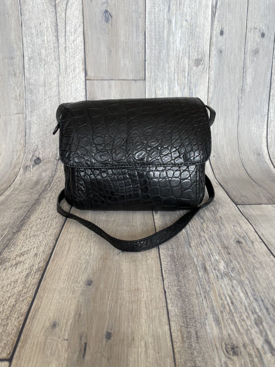 正規 品質保証!本物【美品 】高級 マット クロコダイル ショルダー
