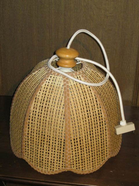 昭和レトロWシェード籐ラタン硝子チューリップ白熱球照明器具 昭和レトロWシェード籐ラタン硝子チューリップ白熱球照明器具