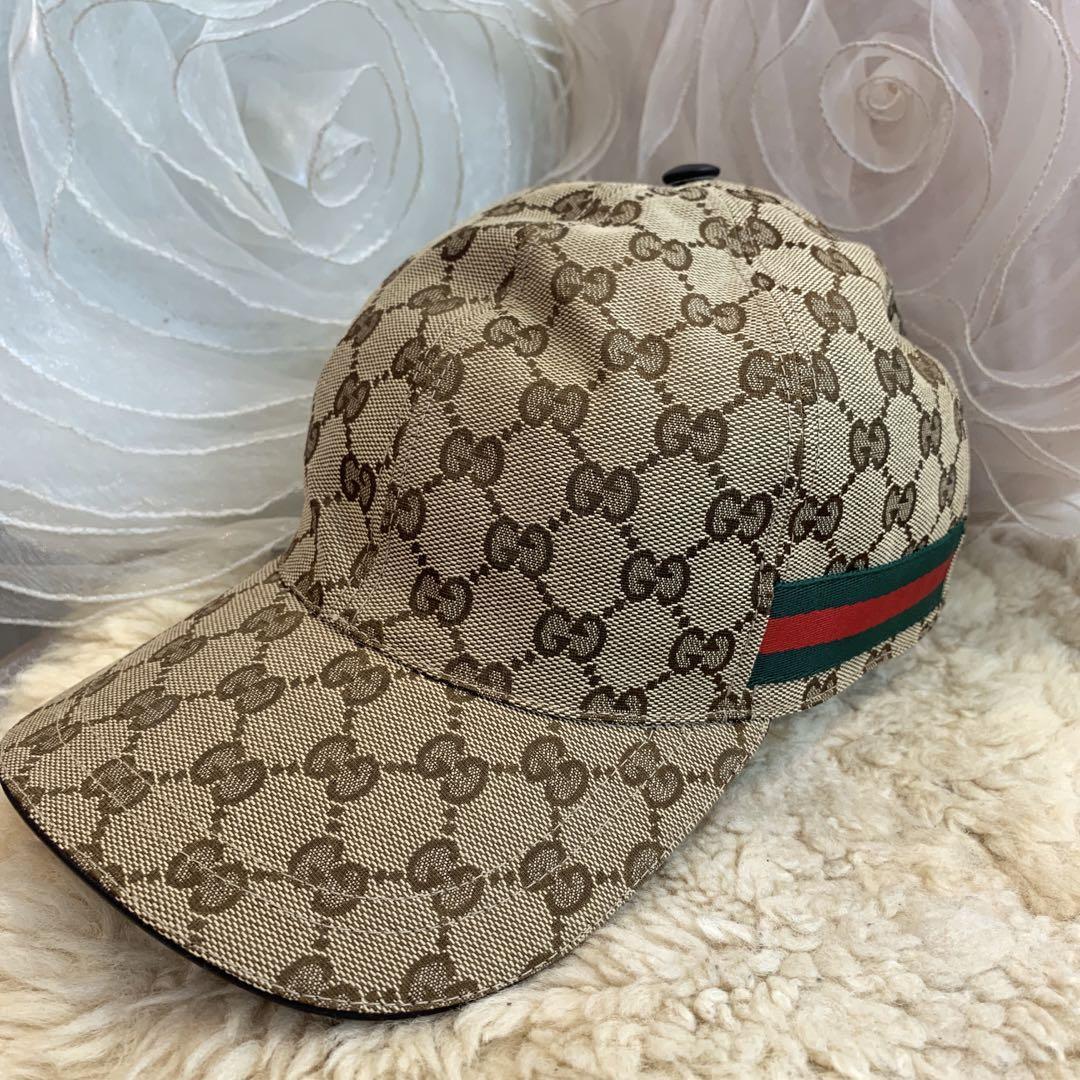 ☆美品☆GUCCI GG柄 ベースボールキャップ ベージュ シェリー Mサイズ