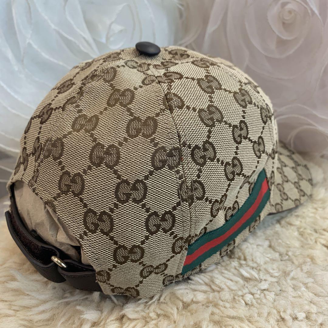 ☆美品☆GUCCI GG柄 ベースボールキャップ ベージュ シェリー Mサイズ