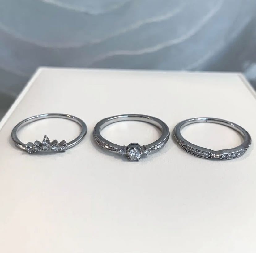 美品 フェスタリア プラチナ ダイヤモンドリング 3本セット 13号 美品 フェスタリア プラチナ ダイヤモンドリング 3本セット 13号