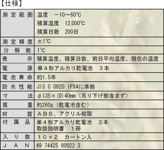 送料無料★佐藤計量器 積算温度計 収穫どき SK-60AT-M★収穫時期を温度で確認 一番おいしいときに収穫したい方に 積算温度12000℃日数200日_積算温度計 収穫どき SK-60AT-M