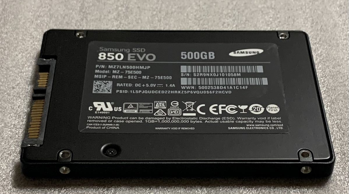 【使用時間11850】 SAMSUNG SSD 500GB 850 EVO_画像2