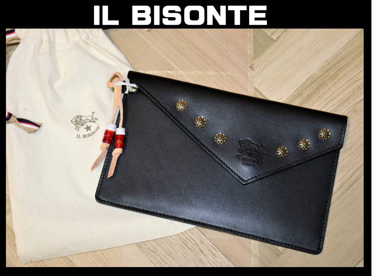 送料無料 特価即決【未使用】 IL BISONTE ★ クラッチバッグ ★イルビゾンテ 税込定価1万8700円 イタリア製 コンチョン パイソン 