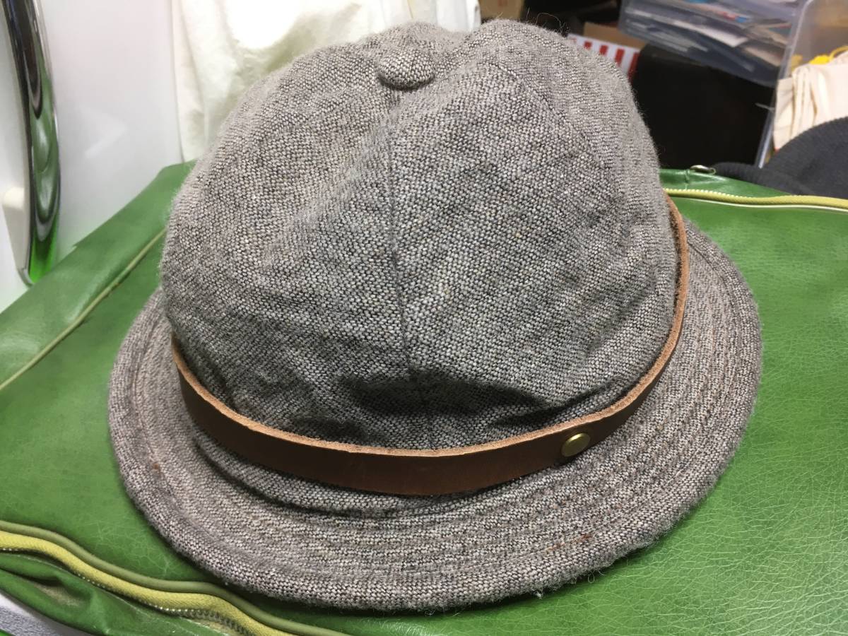 2303デコーDECHO×ビームスボーイBEAMS BOYコットン/ウールWOOL皮革レザーベルト付バケットHATハット帽子KOMEコメM-37_画像2