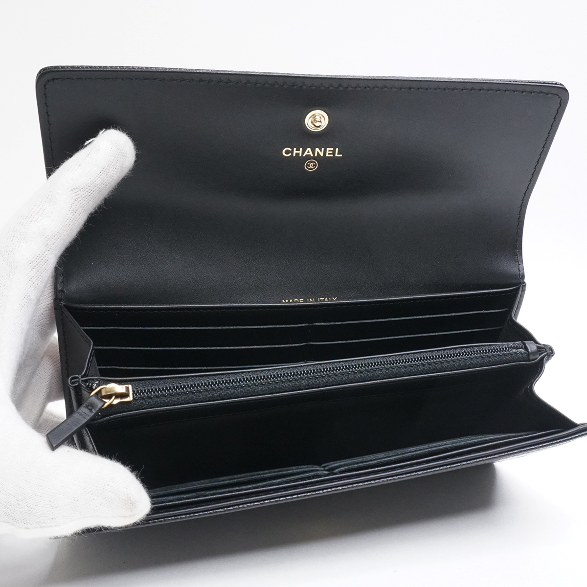 CHANEL シャネル キャビアスキン ココマーク フラップ ロング