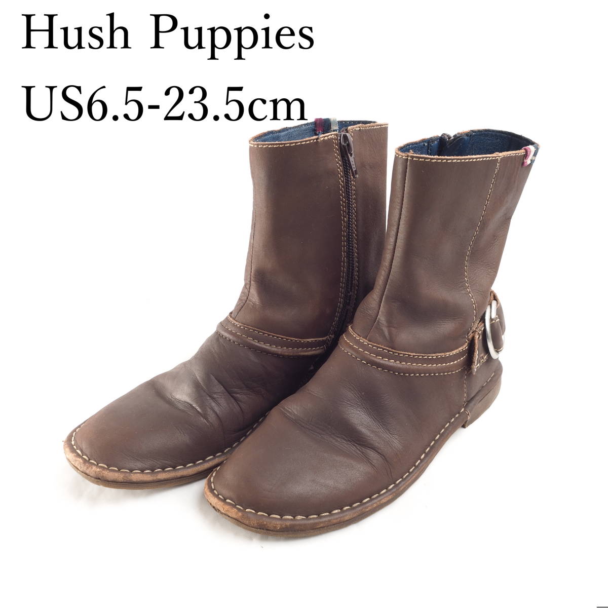 EB2839*Hush Puppies*ハッシュパピー*レディースショートブーツ*US6.5-23.5cm*茶_画像1