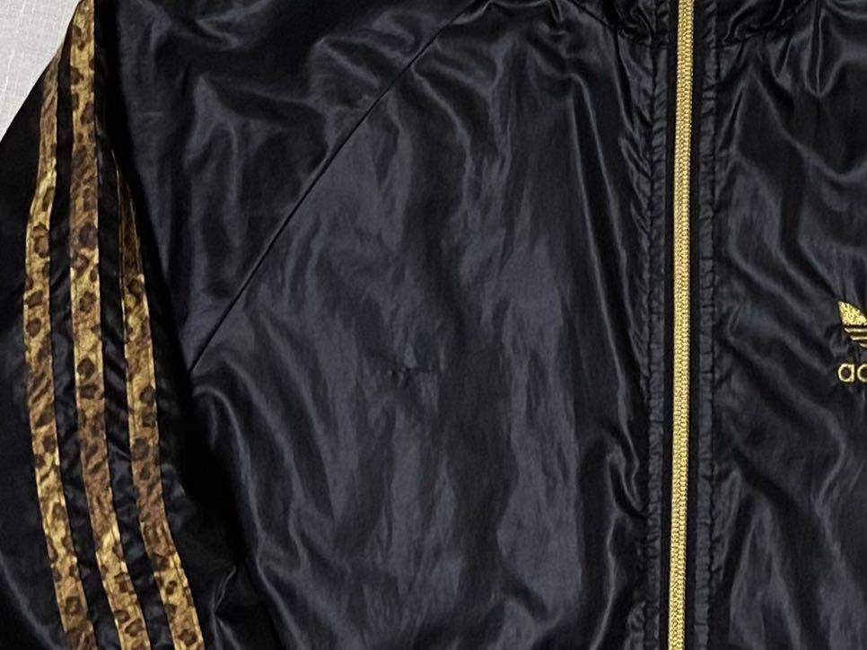 限定 アディダス オリジナルス 黒 レオパード 豹柄 トレフォイルロゴ ナイロン トラックトップ ジャケット ヒョウ柄 ブラック adidas正規品_右胸のあたりにうっすら少しスレがあります