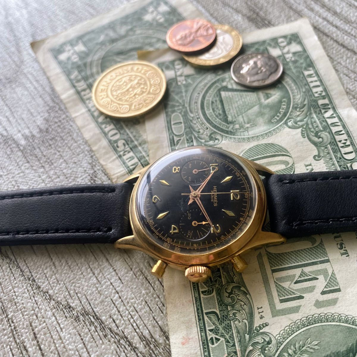 クロノグラフ】エルメス HERMES 1940 メンズ腕時計 ブラック 手巻き