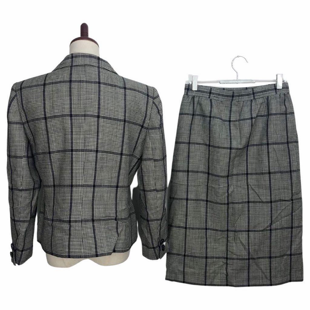 美品　Vintage GIVENCHY ジバンシイ　レディース　チェック柄　ダブル　スカートスーツ　セットアップ　上下　13表記_画像3