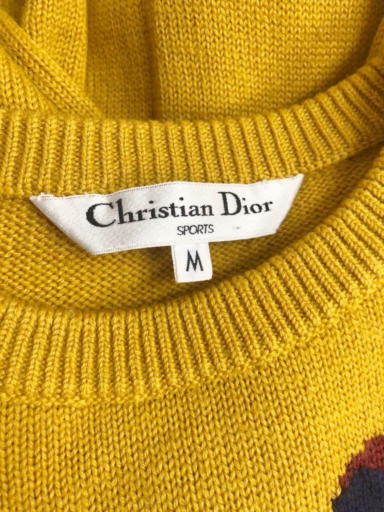 Vintage CHRISTIAN DIOR Sports クリスチャンディオール　レディース　イエロー　柄　長袖　ニットセーター トップス　M表記_画像3