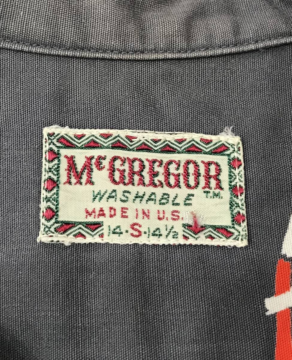 USA製 McGREGOR WASHABLE 総柄 アロハシャツ 船 ボート オープンカラー 50's 60's 旧タグ 古着 ヴィンテージ マックレガー SIZE：S■0315K_画像4