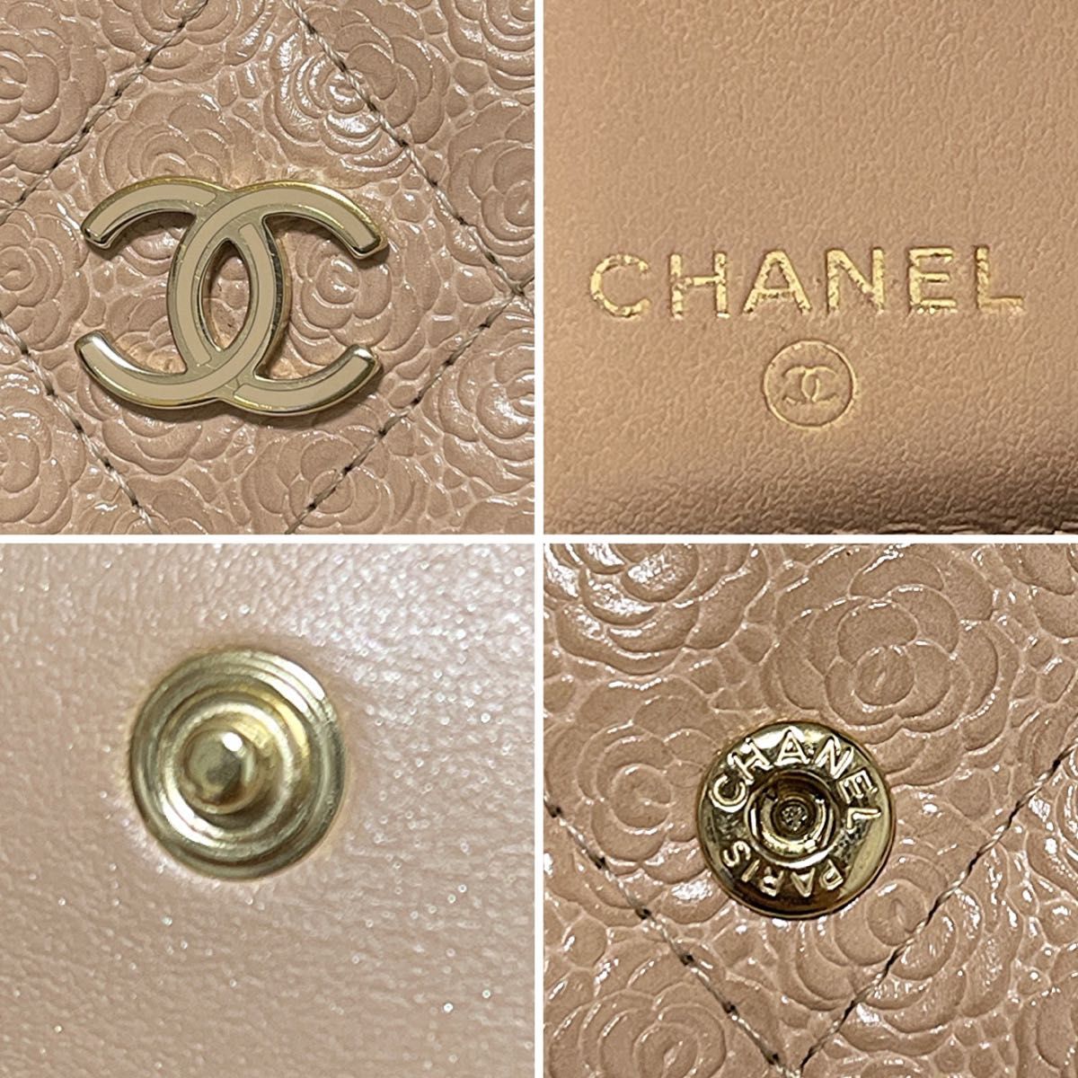 レア!CHANEL 】カメリア エンボス マトラッセ コンパクトウォレット