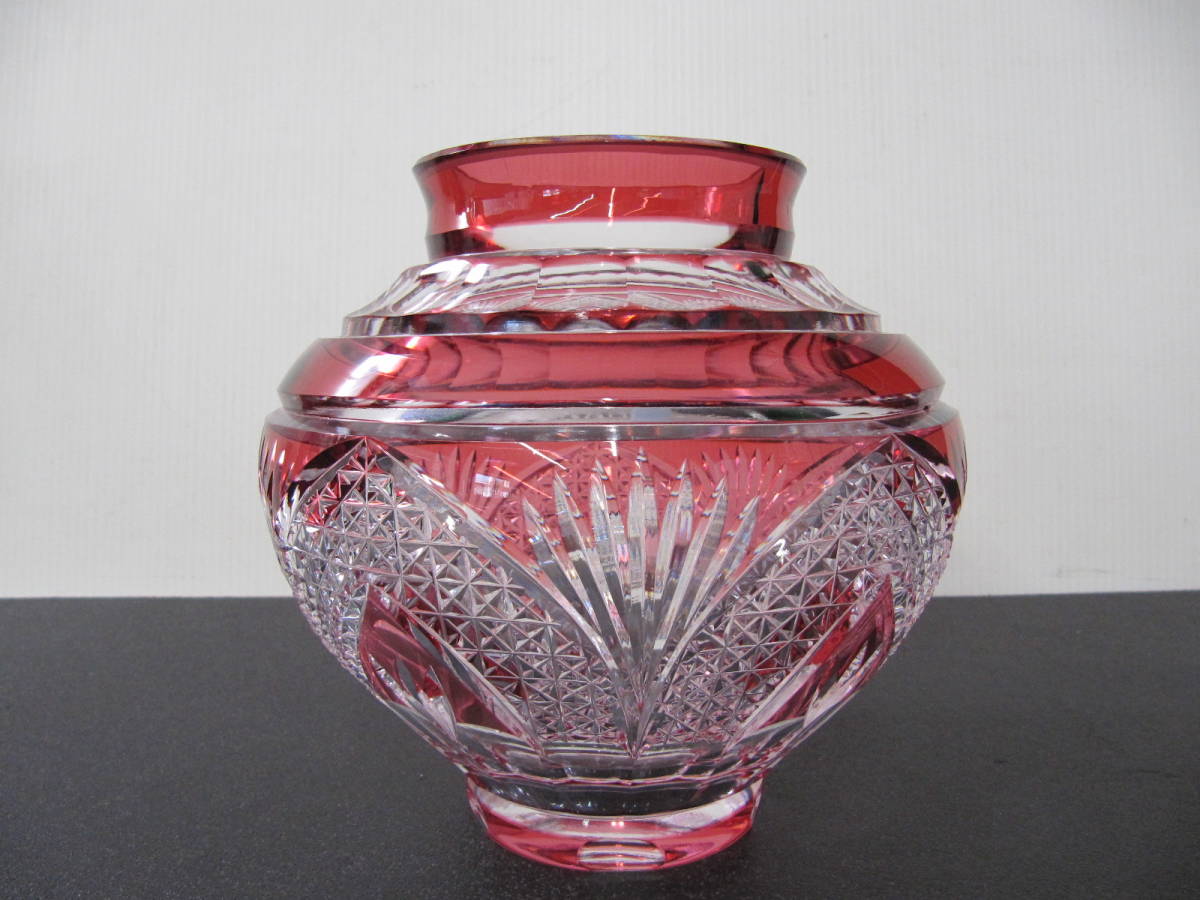 カガミクリスタル (KAGAMI) 江戸切子 花瓶 皇室御用品 最高級