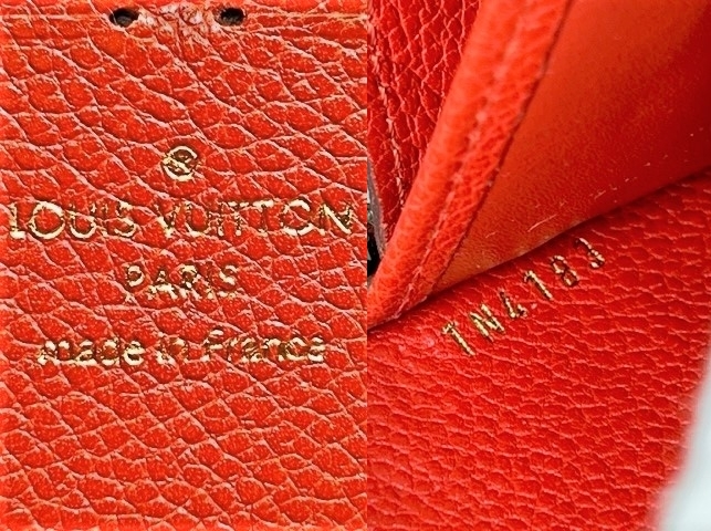 【確実正規品】美品！Louis Vuittonルイヴィトン　モノグラム・アンプラント　ジッピーウォレット長財布　ブラック×朱色系 - 9