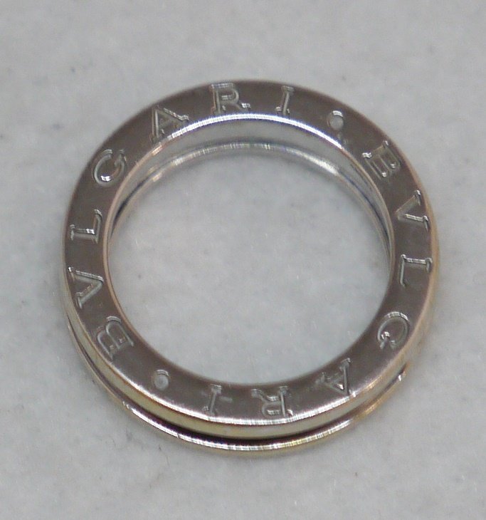 送料無料 USED品・保管品 BVLGARI ブルガリ B-zero1 リング 指輪 ビーゼロワン 1バンド K18WG 750 ＃49 9号 約6.1g ケース/箱付き - 1