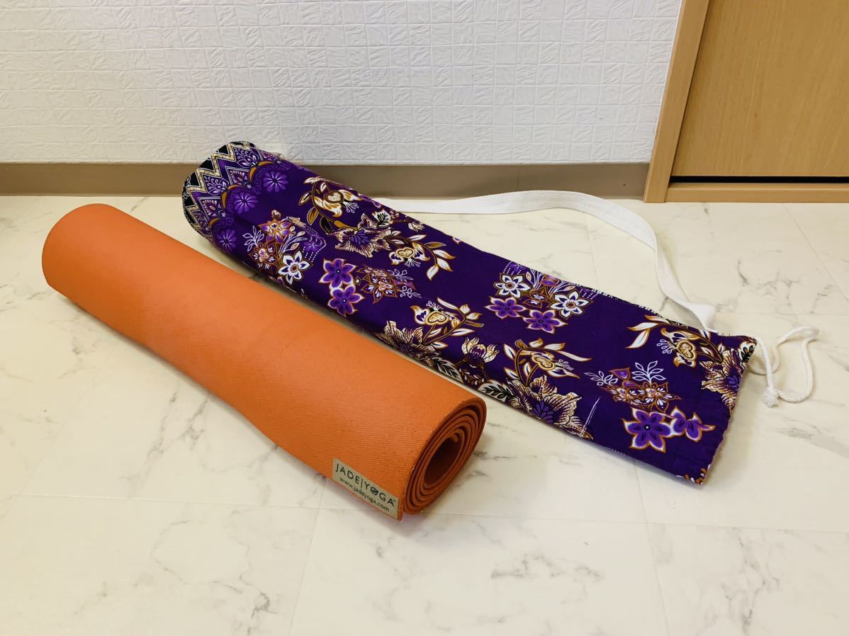 ジェイドヨガ JADE YOGA ヨガマット 布バッグ付き オレンジ ラバー 長さ約172×幅約61cm 厚さ約4mm_画像1