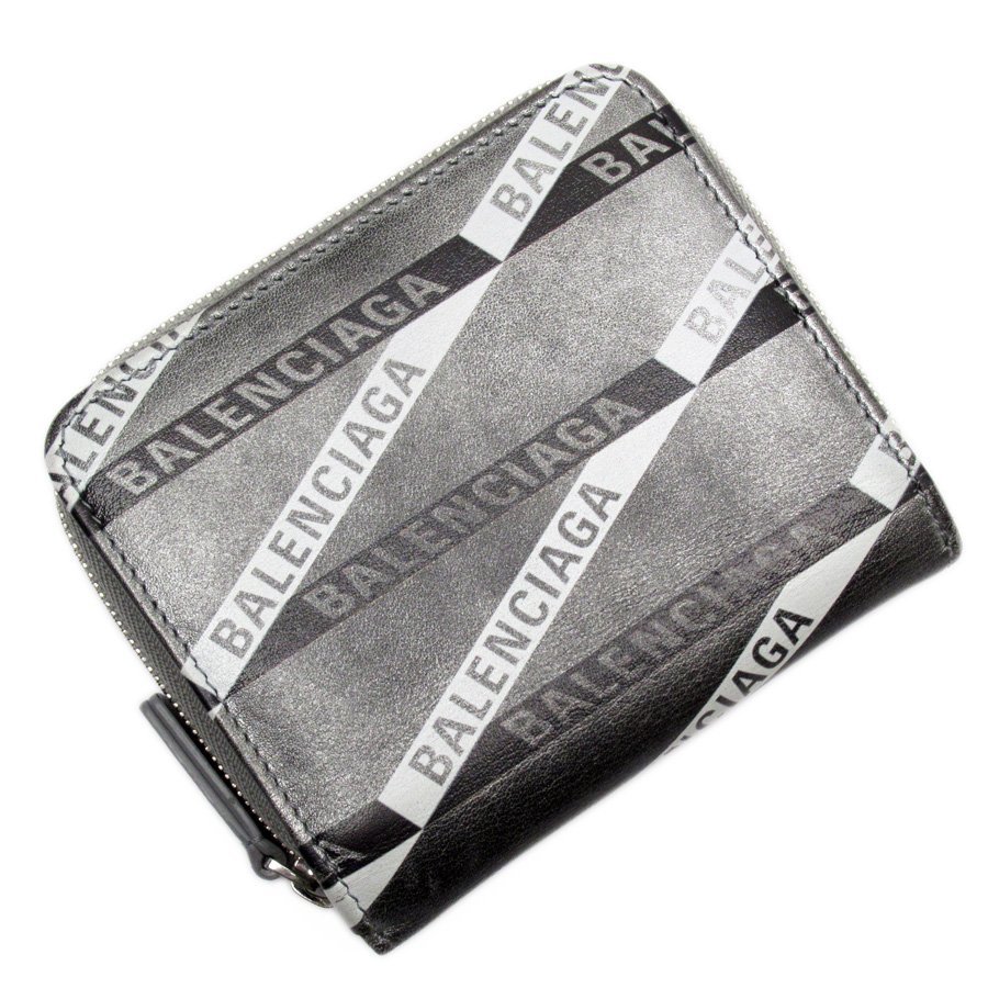 バレンシアガ BALENCIAGA 二つ折り財布 レザー グレー系 h29063a