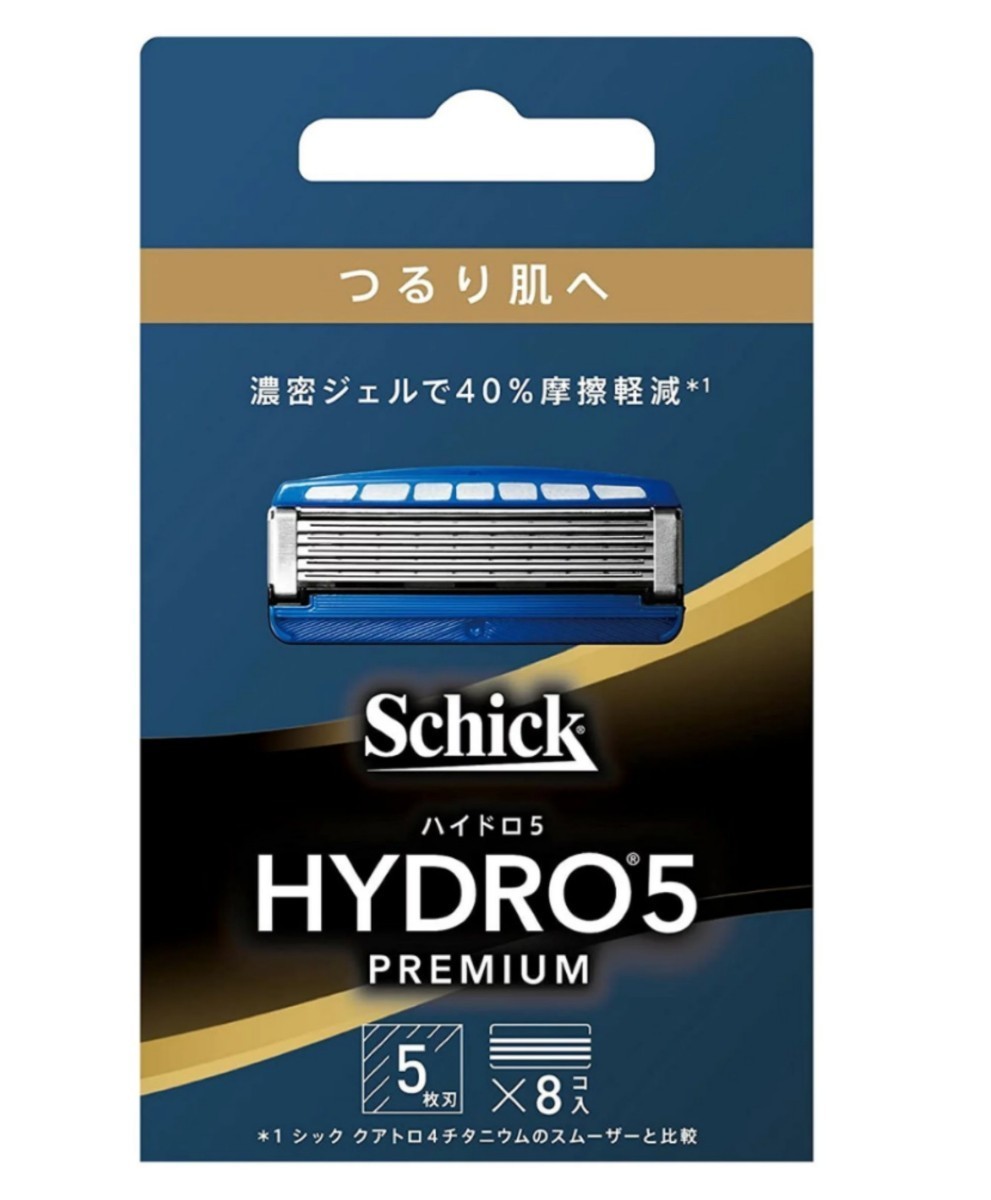 [新品・未使用品]Schick シック HYDRO5ハイドロ5 PREMIUMプレミアム つるり肌へ 替刃8コ入 スキンガート付 5枚刃 _画像1