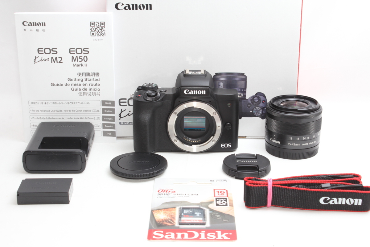 ☆極美品☆Canon キヤノン EOS Kiss M2 レンズキット ブラック Wi