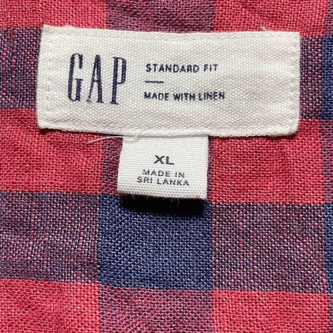 《人気デザイン》GAP 赤★シャツ XL ブロックチェック柄 ヘンプ