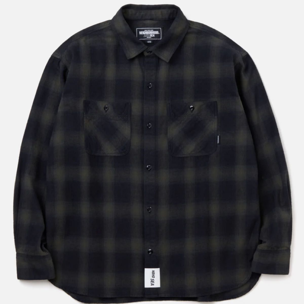 NH X WIND AND SEA . OMBRE CHECK SHIRT LS 新品未使用　Ｍサイズ　オリーブ